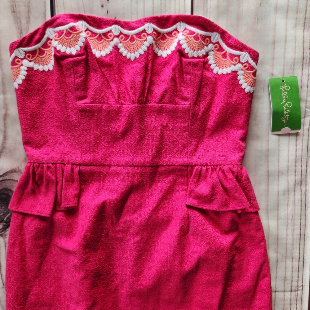 NWT Lilly Pulitzer "Maybell" Dress Pinwheel Hot Pink Embroidered, Women's Size 0 - Picture 5 of 12